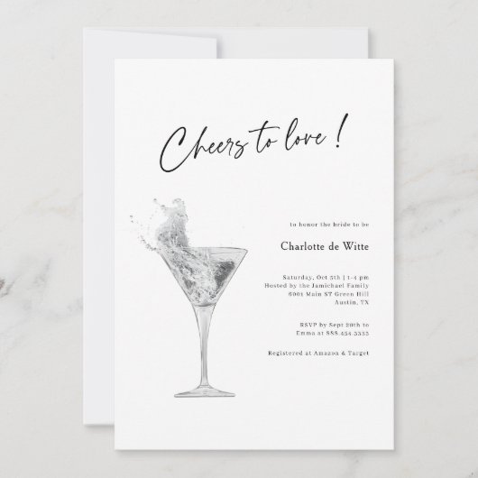 Vier liefde! Elegant wit Vrijgezellenfeest uitnodi Kaart (Voorkant)