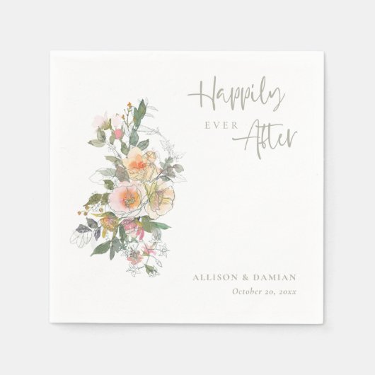 Vier liefde! Gepersonaliseerde Wildflower bruiloft Servet (Voorkant)