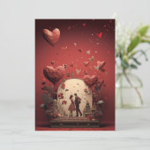 Vier Liefde: hipster vintage valentijnsdag Feestdagenkaart (Staand voorkant)