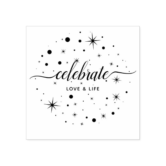 Vier Liefde & Leven | Sterren vallende sneeuw Rubberstempel (Afrduk)