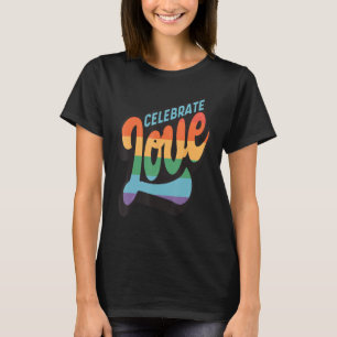 Vier Liefde LGBTQ Gay Vlag Geslacht Regenboog Vrou T-shirt