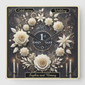 Vier liefde met papieren elegantie vierkante klok (Voorkant)