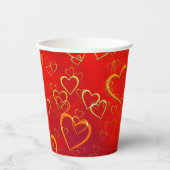 Vier Liefde Rode Harten Papieren Bekers (Voorkant)