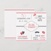 Vier Liefde Save The Date Aankondiging (Stippen) (Voorkant / Achterkant)