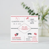 Vier Liefde Save The Date Aankondiging (Stippen) (Staand voorkant)