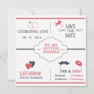 Vier Liefde Save The Date Aankondiging (Stippen)