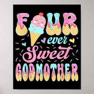 Vier lieve peettante 4de verjaardag meisje ijs poster