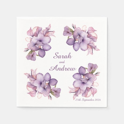 Vier Lilah Bloemen: Gepersonaliseerde bruiloft ser Servet (Voorkant)