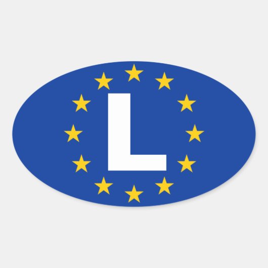 VIER Luxemburgse vlag "L" Europese Unie Ovale Sticker (Voorkant)