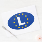 VIER Luxemburgse vlag "L" Europese Unie Ovale Sticker (Envelop)