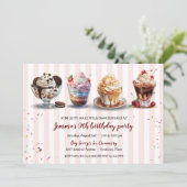 Vier Maak je eigen Ice Cream Sundaes verjaardag Kaart (Staand voorkant)