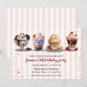 Vier Maak je eigen Ice Cream Sundaes verjaardag Kaart (Voorkant / Achterkant)