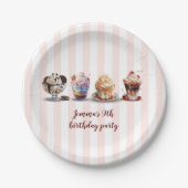 Vier Maak je eigen Ice Cream Sundaes verjaardag Papieren Bordje (Voorkant)