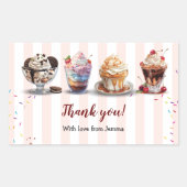 Vier Maak je eigen Ice Cream Sundaes verjaardag Rechthoekige Sticker (Voorkant)