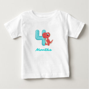 Vier maanden cute dinosaurus Baby T-shirt