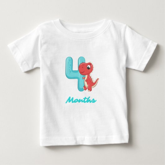 Vier maanden leuke dinosaurus baby T-shirt (Voorkant)