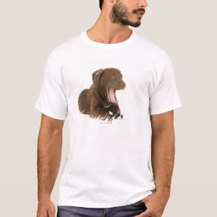 Vier maanden oud Chocolate Lab Puppy Yawning T-shirt