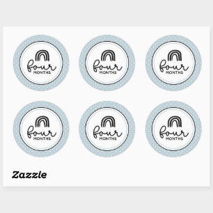 Vier maanden regenbogen en polka dots mijlpaal ronde sticker