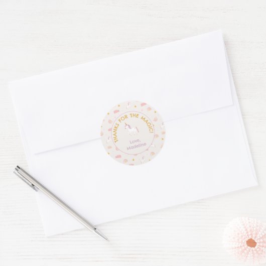 Vier Magische Eenhoorn Favor Sticker (Envelop)