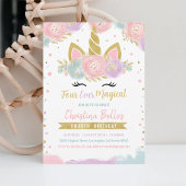 Vier magische eenhoorn verjaardagen kaart