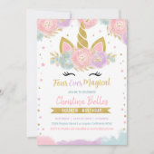 Vier magische eenhoorn verjaardagen kaart (Voorkant)