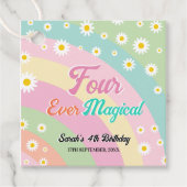 Vier magische eenhoorn vierde verjaardag bedankjes labels (Voorkant)