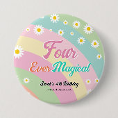 Vier magische groovy vierde verjaardag ronde button 7,6 cm (Voorkant)