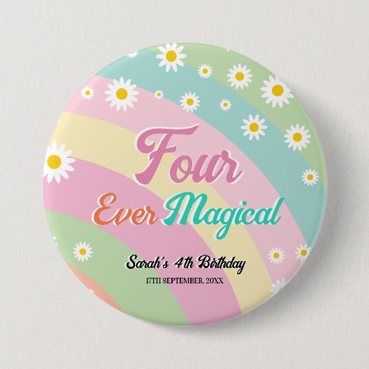 Vier magische groovy vierde verjaardag ronde button 7,6 cm (Voorkant)