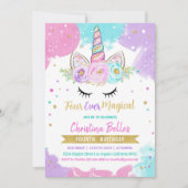 Vier Magische Meisjes Vierde Eenhoorn Verjaardag Kaart (Voorkant)