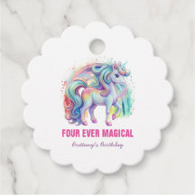 Vier magische pasteleenhoorn vierde verjaardag