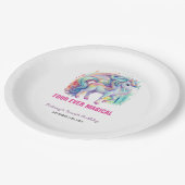 Vier magische pasteleenhoorn vierde verjaardag papieren bordje (Gekanteld)