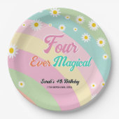 Vier magische vierde verjaardag Daisy Papieren Bordje (Voorkant)