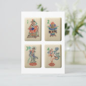 Vier Mahjong Flower tiles Kaart (Staand voorkant)
