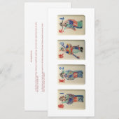 Vier Mahjong Season tiles (Warriors) - Uitnodiging (Voorkant / Achterkant)