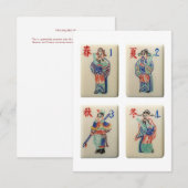 Vier Mahjong Season tiles (Warriors) Uitnodiging (Voorkant / Achterkant)
