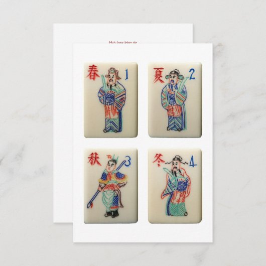 Vier Mahjong Season tiles (Warriors) Uitnodiging (Voorkant / Achterkant)