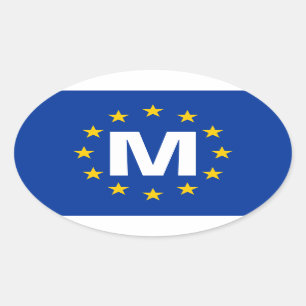 VIER Malta "M" Vlag van de Europese Unie Ovale Sticker
