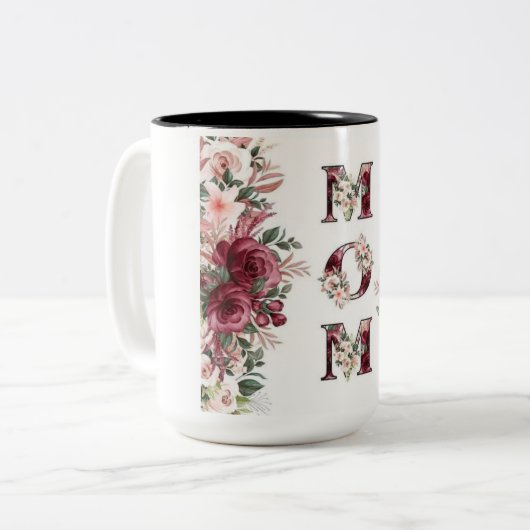 Vier mama met bloemen! Bloemen Moeder Design (Gif Tweekleurige Koffiemok (Voorkant links)