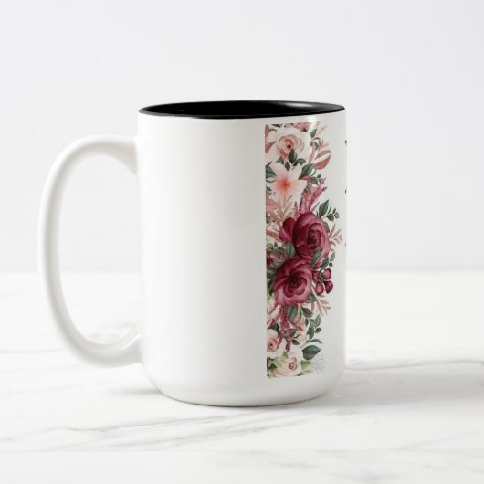 Vier mama met bloemen! Bloemen Moeder Design (Gif Tweekleurige Koffiemok (Links)