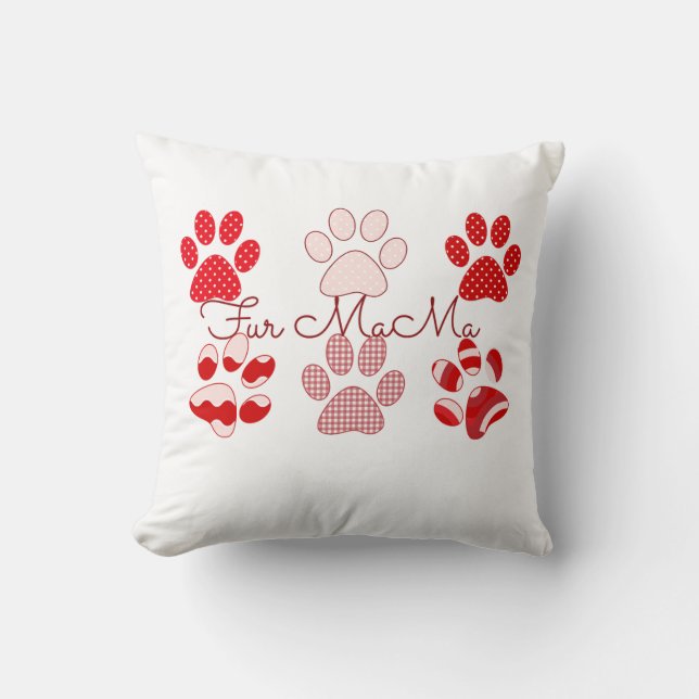 Vier MaMa Paw Prints Kussen (Voorkant)