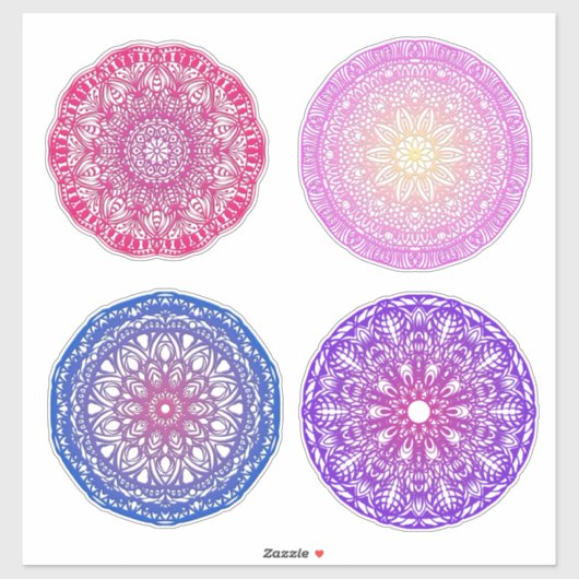Vier Mandalas Sticker (Vel)