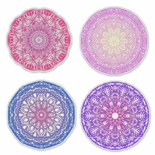 Vier Mandalas Sticker (Voorkant)