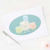Vier marshmallows lachen samen ovale sticker (Envelop)