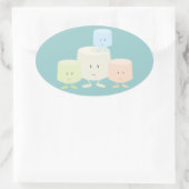Vier marshmallows lachen samen ovale sticker (Tas)