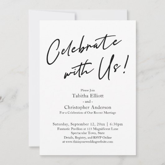 Vier mee Handgeschreven Eenvoudig Zwart & Wit Kaart (Voorkant)