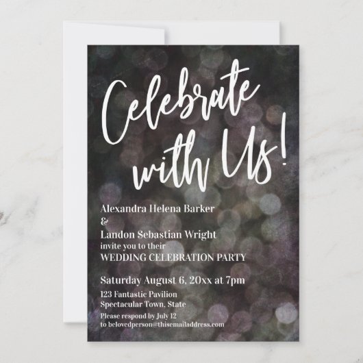 Vier mee! Handgeschreven Grunge Bokeh Kaart (Voorkant)