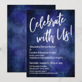 Vier mee! Handgeschreven Rijk Blauw Grunge Kaart (Voorkant / Achterkant)