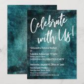 Vier mee! Handgeschreven Vet Teal Grunge Kaart (Voorkant / Achterkant)