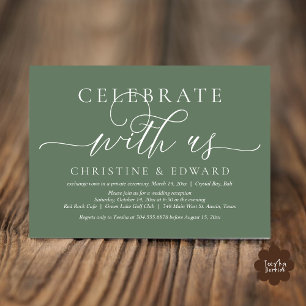 Vier mee met ons, Elopement Party, Sage Green Kaart