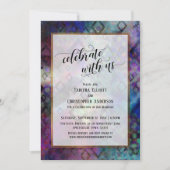 Vier mee met ons Kleurrijke Abstracte Gouden Rande Kaart (Voorkant)